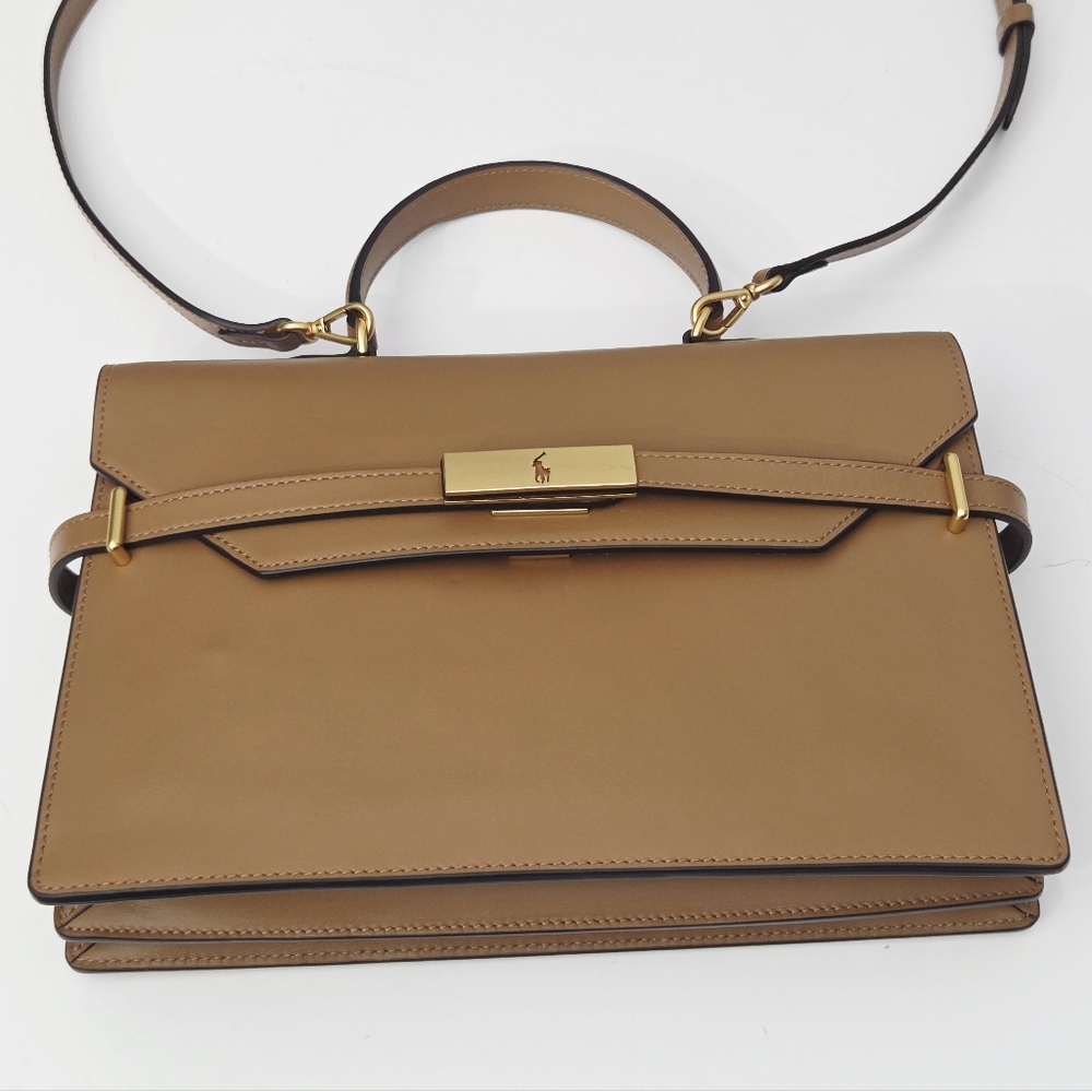 RALPH LAUREN POLO ID LEATHER SATCHEL BAG - Picture 12 of 16